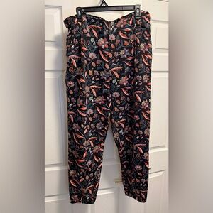 Time and Tru Floral Print Pull-On Pants Paperbag Waist Size L (12–14)